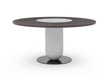 Pianca Ettore Burnt Oak / Fog Grey / Gioia Di Carrara Marble / Titanium 63'' Wide Round Dining Table PIAT0R160