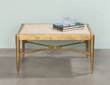 Port Eliot 40&quot; Rectangular Stone Lefleur Gold Coffee Table PETPC6440LG