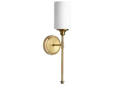 Quorum Celeste 19" Tall 1-Light Aged Brass Glass Wall Sconce QM5309180