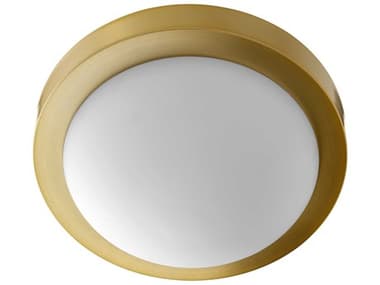 Quorum Contempo 11" 2-Light Aged Brass Glass Bowl Flush Mount QM35051180