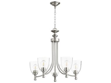 Quorum Rossington 25" Wide 5-Light Satin Nickel With Clear seeded Glass Chandelier QM61225265