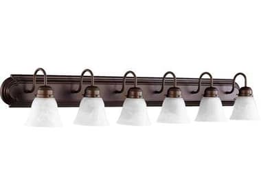 Quorum 48" Wide Oiled Bronze With Faux Alabaster Glass Vanity Light QM50946186