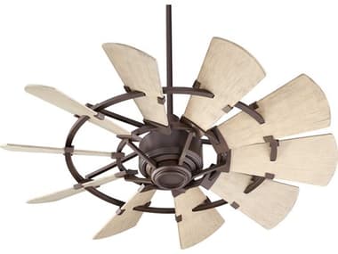 Quorum International Windmill Oiled Bronze 44'' Wide Outdoor Ceiling Fan with Weathered Oak Blades QM19441086