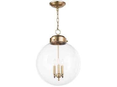 Regina Andrew Southern Living 15" 3-Light Natural Brass Glass Globe Pendant REG161004NB