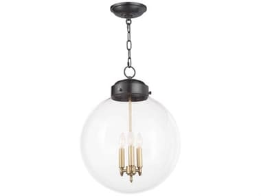 Regina Andrew Southern Living 15" 3-Light Oil Rubbed Bronze With Natural Brass Glass Globe Pendant REG161004ORBNB