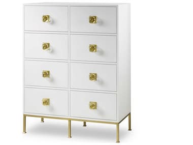 Sonder Living Formal 41" Wide Eloquent White Lacquer With Brass Accent Gold Poplar Wood Chest RD1304116