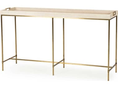 Sonder Living Lexi Ivory Faux Shagreen with Stain Brass 54''W x 16''D Rectangular Console Table RD0801085