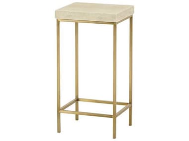 Sonder Living Mallory 12" Round Faux Leather Linen Shagreen With Satin Brass End Table RD0801195
