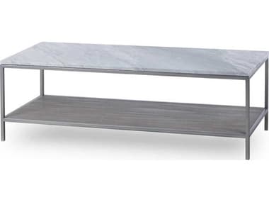Sonder Living Paxton 48&quot; Rectangular Marble Silver Oak With Brushed Nickel Coffee Table RD0801220