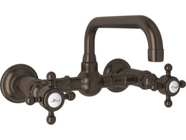 Rohl Acqui Tuscan Brass Wall Mount Bridge Lavatory Faucet with Cross Handles HORA1423XMTCB2