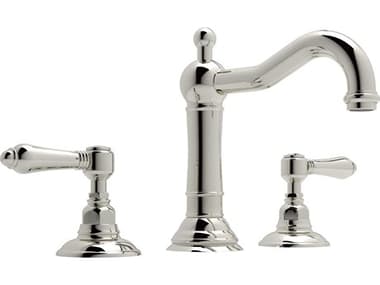 Rohl Acqui Polished Nickel Column Spout Widespread Lavatory Faucet with Lever Handles HORA1409LMPN2