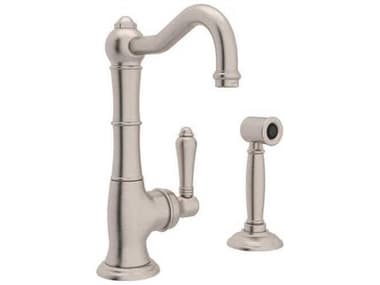 Rohl Cinquanta Satin Nickel Column Spout Kitchen Faucet with Sidespray with Lever Handle HORA3650LMWSSTN2