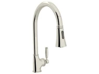 Rohl Gotham Polished Nickel High-Spout Pull-Down Kitchen Faucet with Lever Handles HORMB7928LMPN2