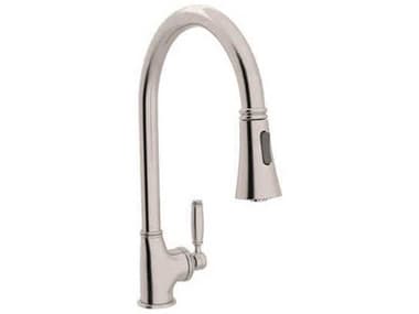 Rohl Gotham Satin Nickel High-Spout Pull-Down Kitchen Faucet with Lever Handles HORMB7928LMSTN2