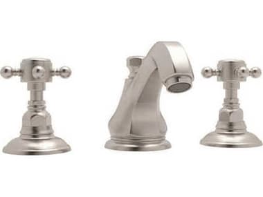 Rohl Hex Satin Nickel High Neck Widespread Lavatory Faucet with Cross Handles HORA1808XMSTN2