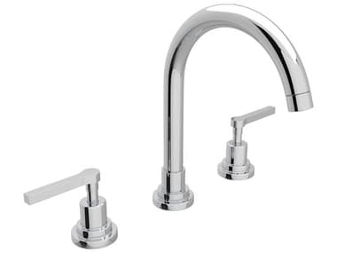 Rohl Lombardia Polished Chrome 10'' High C-Spout Widespread Lavatory Faucet with Lever Handles HORA2208LMAPC2
