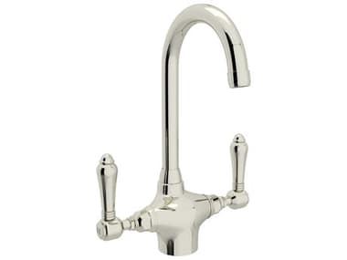 Rohl San Julio Polished Nickel C-Spout Bar / Food Prep Faucet with Lever Handles HORA1667LMPN2
