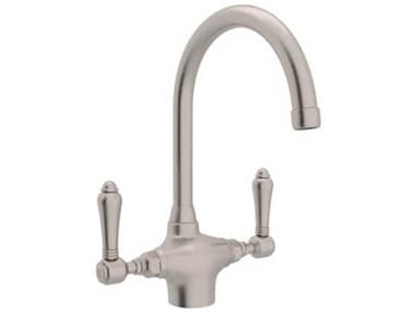 Rohl San Julio Satin Nickel C-Spout Kitchen Faucet with Lever Handles HORA1676LMSTN2