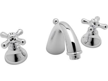 Rohl Verona Polished Chrome C-Spout Widespread Lavatory Faucet with Cross Handles HORA2707XMAPC2