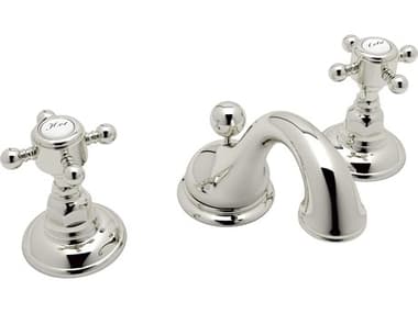 Rohl Viaggio Polished Nickel C-Spout Widespread Lavatory Faucet with Cross Handles HORA1408XMPN2