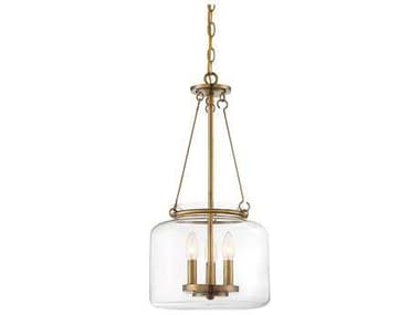 Savoy House Akron 12" 3-Light Warm Brass Glass Pendant SV790063322