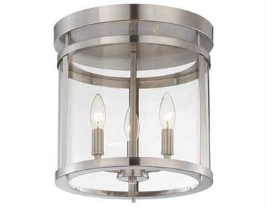 Savoy House Penrose 12" 3-Light Satin Nickel Glass Semi Flush Mount SV610433SN