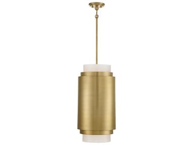 Savoy House Beacon 12" 3-Light Burnished Brass White Glass Cylinder Mini Pendant SV71823171