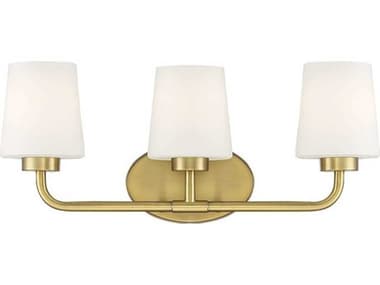 Savoy House Capra 22" Wide 3-Light Warm Brass Glass Vanity Light SV840903322