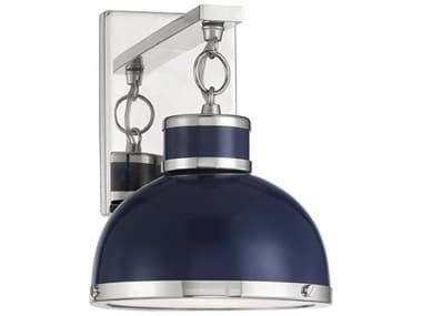 Savoy House Corning 10" Tall 1-Light Navy Polished Nickel Blue Glass Wall Sconce SV988841174