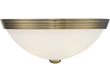 Savoy House 13" 2-Light Warm Brass White Glass Bowl Flush Mount SV678013322