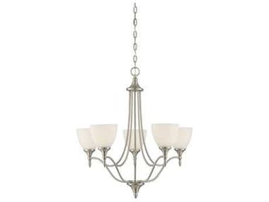 Savoy House Herndon Satin Nickel Five-Light 26'' Wide Chandelier with White Frosted Glass SV110015SN