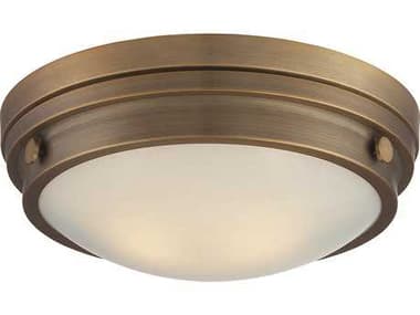 Savoy House Lucerne 13&quot; 2-Light Warm Brass Glass Round Flush Mount SV6335014322