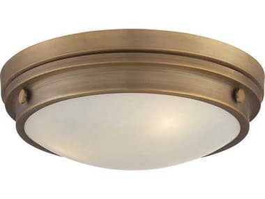 Savoy House Lucerne 15" 3-Light Warm Brass Glass Round Flush Mount SV6335016322