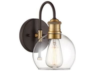Savoy House Meridian Oil Rubbed Bronze / Brass One-Light Glass Outdoor Wall Light SVM50040ORBNB