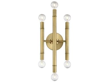 Savoy House Meridian 16" Tall 6-Light Natural Brass Wall Sconce SVM90018NB