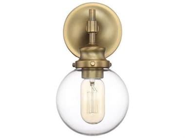 Savoy House Meridian 10" Tall 1-Light Natural Brass Glass Wall Sconce SVM90024NB
