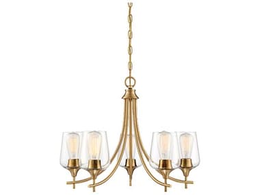 Savoy House Octave 23" Wide 5-Light Warm Brass Glass Chandelier SV140325322
