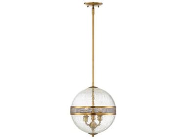 Savoy House Stirling 12" 3-Light Warm Brass Glass Geometric Globe Mini Pendant SV72003322