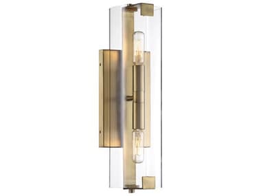 Savoy House Winfield 15" Tall 2-Light Warm Brass Glass Wall Sconce SV997712322