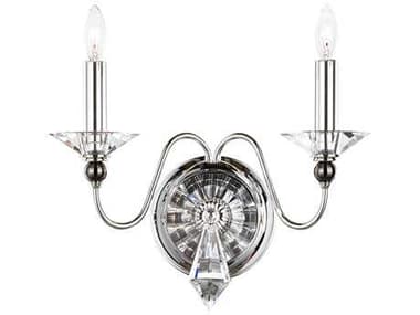 Schonbek Jasmine 14" Tall 2-Light Polished Silver Crystal Wall Sconce S59672