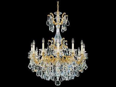 Schonbek La Scala 33" Wide 12-Light Gold Crystal Candelabra Chandelier S55011