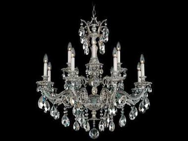 Schonbek Milano 32" Wide 12-Light Silver Crystal Candelabra Chandelier S55682