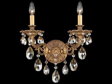 Schonbek Milano 15" Tall 2-Light Gold Crystal Wall Sconce S55642