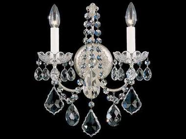 Schonbek New Orleans 14" Tall 2-Light Silver Crystal Wall Sconce S53651