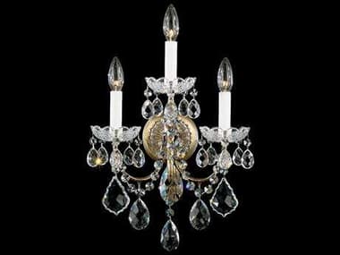 Schonbek New Orleans 18" Tall 3-Light Gold Crystal Wall Sconce S53652