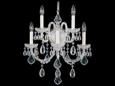 Schonbek Olde World 23" Tall 5-Light Silver Crystal Wall Sconce S56806