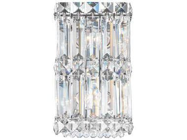 Schonbek Quantum 9&quot; Tall 2-Light Stainless Steel Crystal Wall Sconce S52235