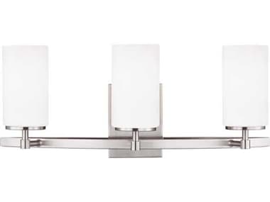 Sea Gull Lighting Alturas Brushed Nickel Three-Light 22'' Wide Vanity Light with Etched / White Inside Glass SGL4424603962