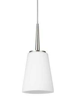 Sea Gull Lighting Driscoll Brushed Nickel 1-light 5'' Wide Glass LED Mini Pendant SGL6140401EN3962