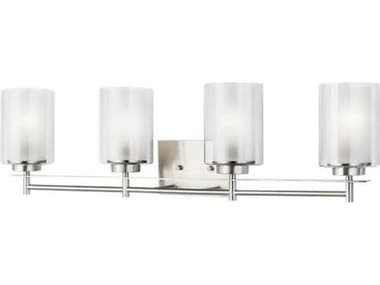 Sea Gull Lighting Elmwood Park Brushed Nickel Four-Light Glass Vanity Light SGL4437304962